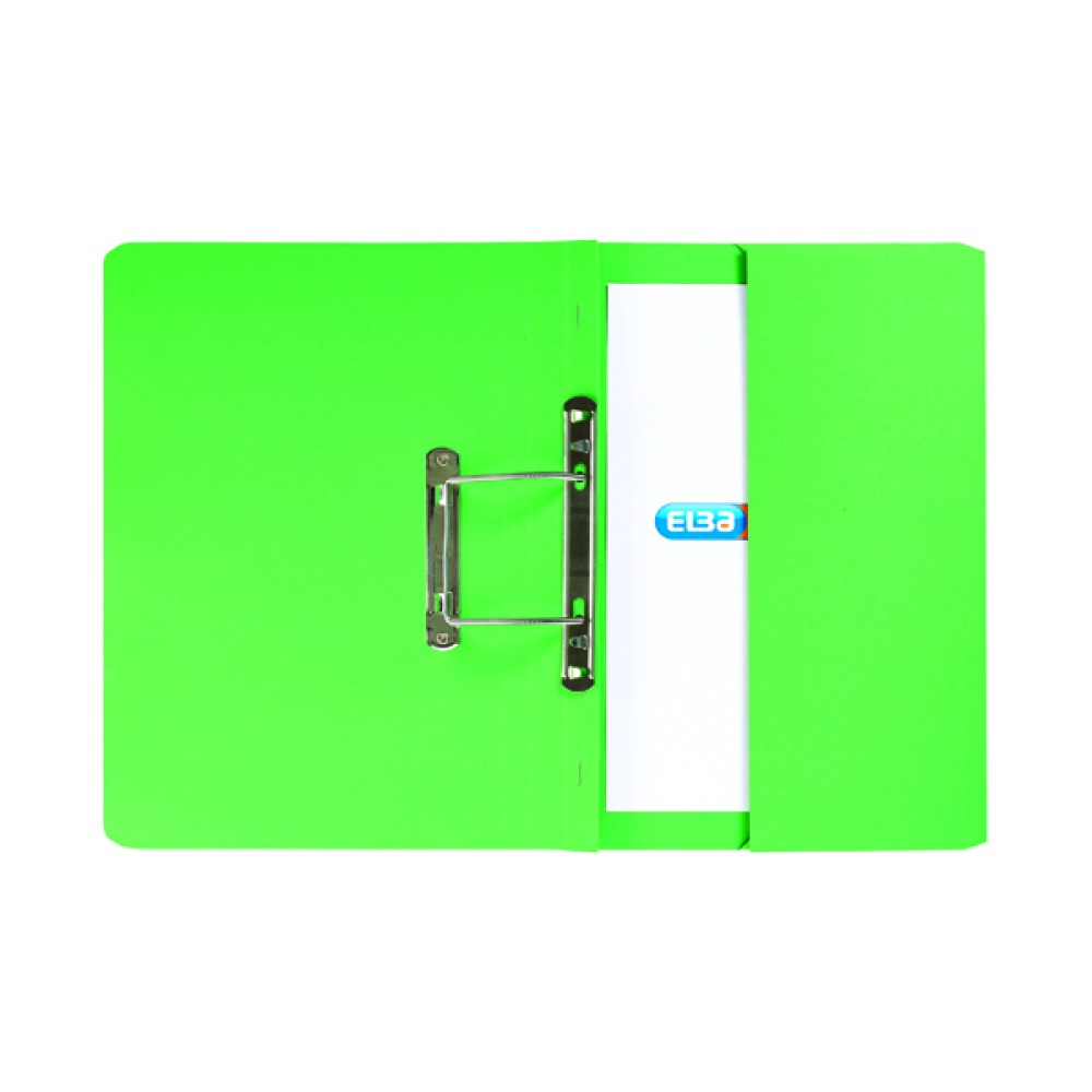 Elba Spring Pocket File 320gsm Foolscap Green (25 Pack) 100090147
