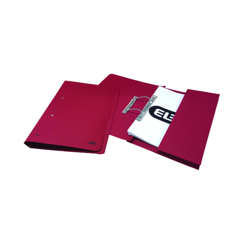 Elba Spring Pocket File 320gsm Foolscap Red (25 Pack) 100090149