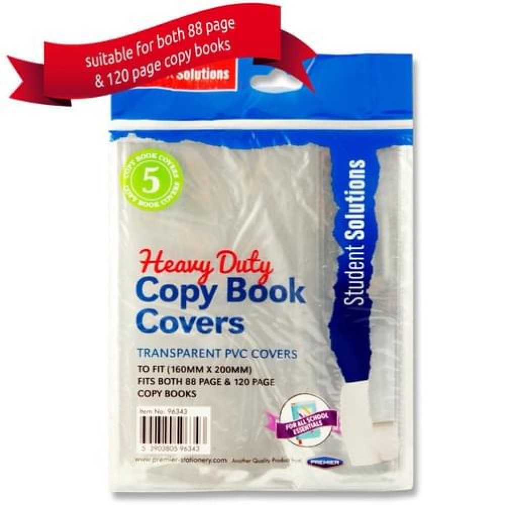 Student Solutions Pkt.5 PVC Heavy Duty Copy Book Covers