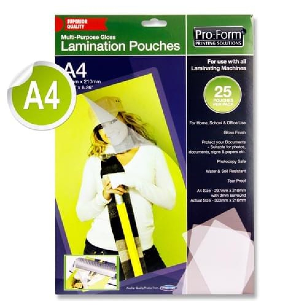 Pro: Form A4 Pack 25 Laminating Pouches
