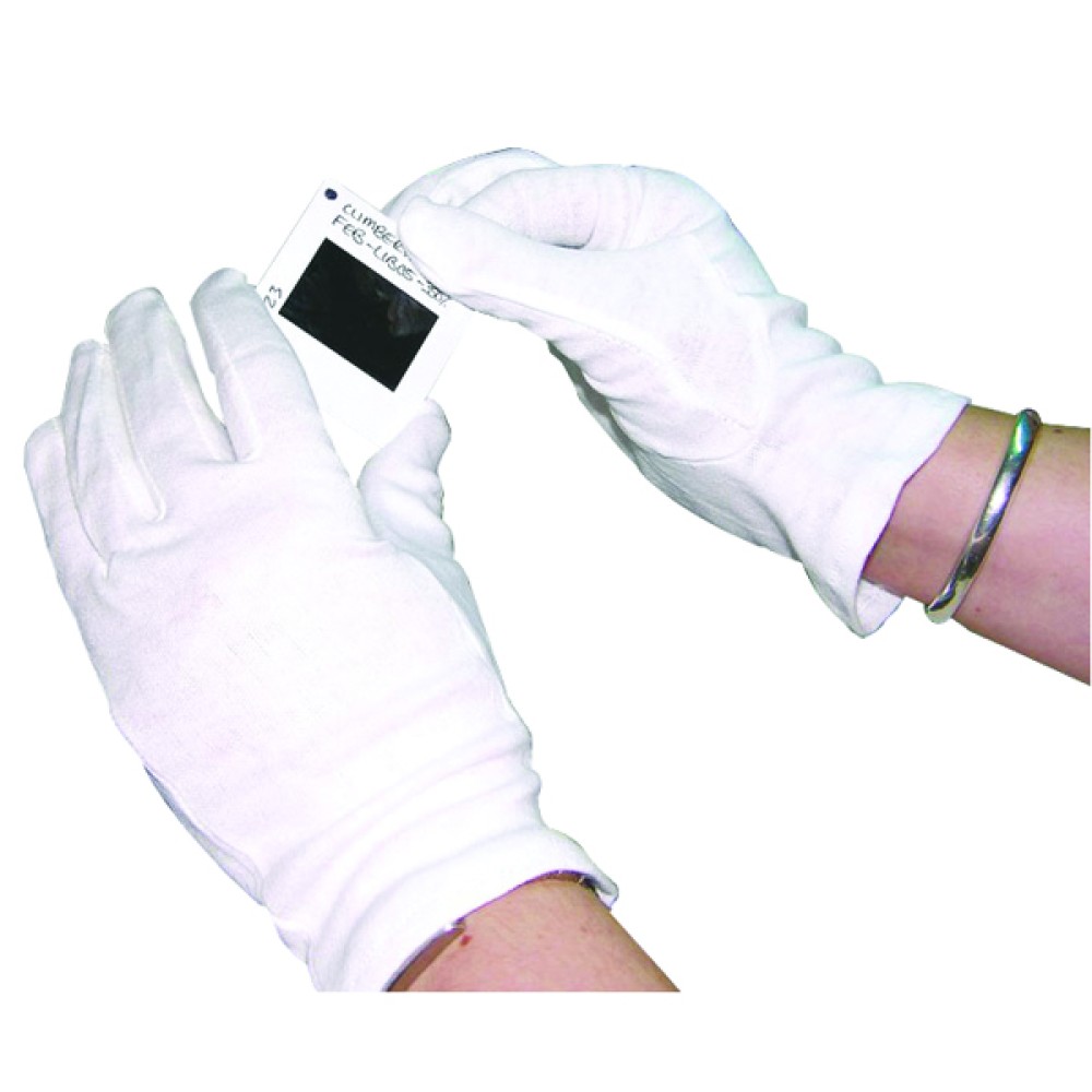 White Large Knitted Cotton Gloves (10 Pack) GI/NCME