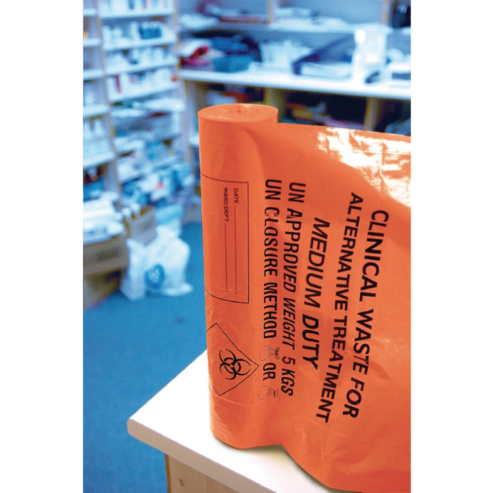 Clinical Waste Sack Medium Duty Orange (200 Pack) AT25/M111