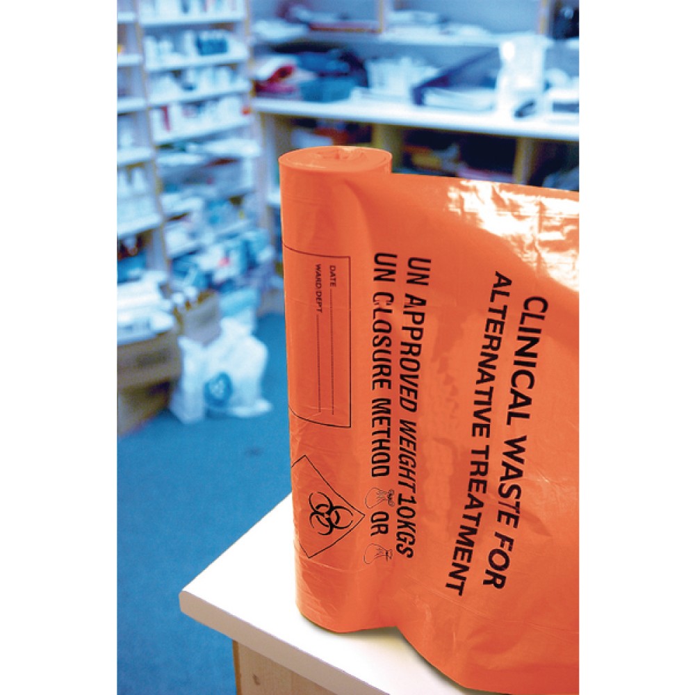 Clinical Waste Sack Heavy Duty Orange (100 Pack) AT25/M085