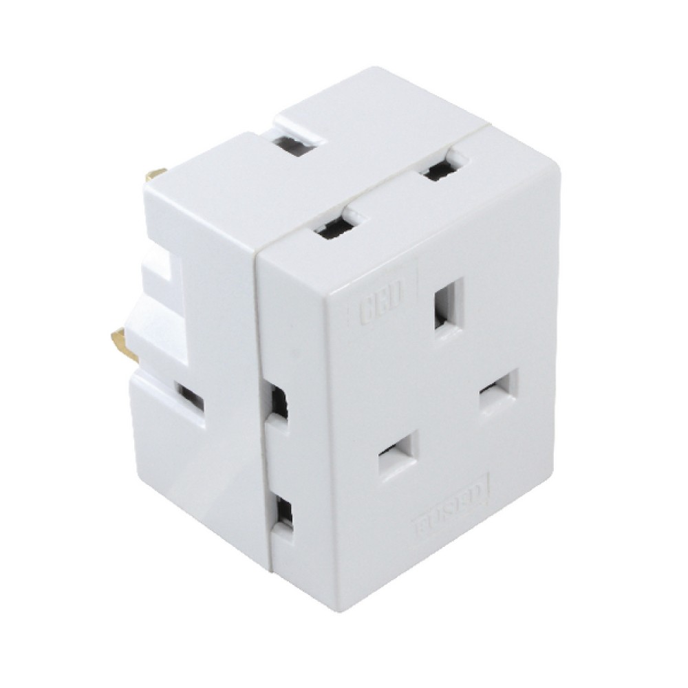 CED 3-Way Adaptor Fused 13 Amp White WAP3W