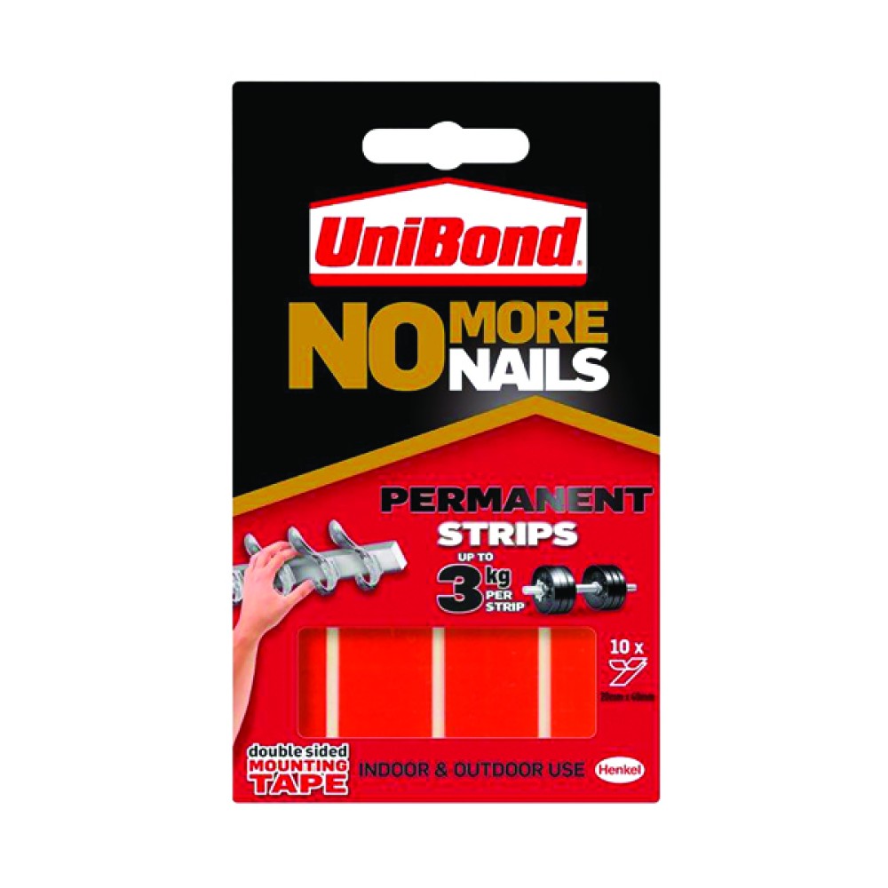 No More Nails Red Permanent Adhesive Strip 20mm x 40mm (10 Pack)