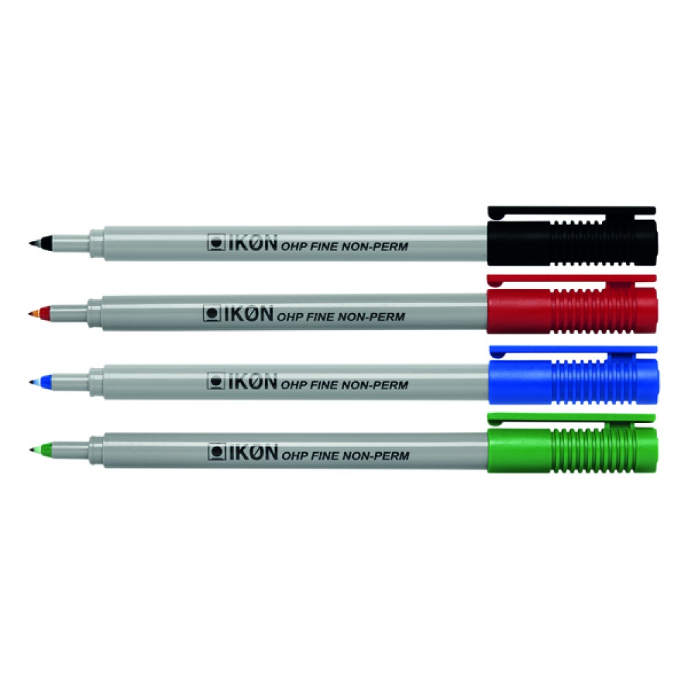 Ikon OHP Pen Non-Permanent Fine Point Assorted (4 Pack) 7421WLT4