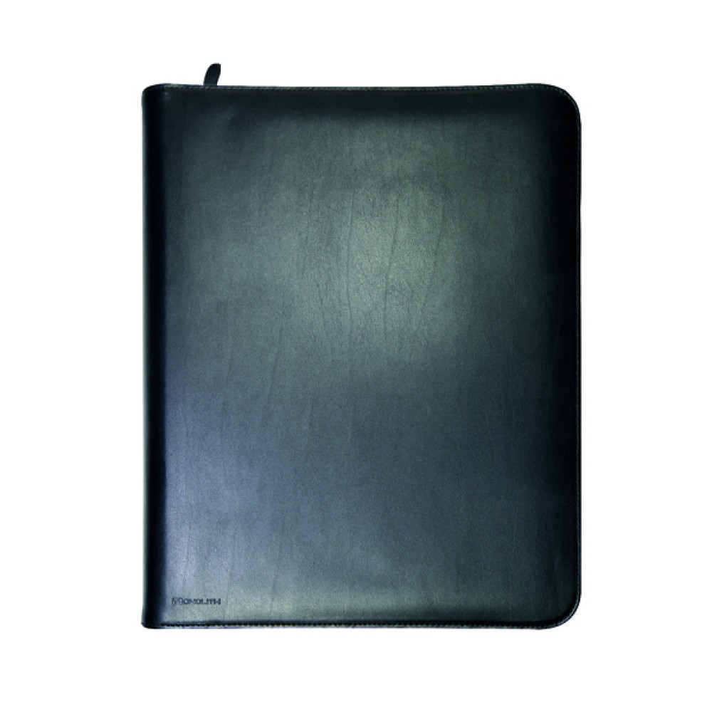 Monolith Zipped Leather Ring Binder with Internal Pockets A4 Black 2924