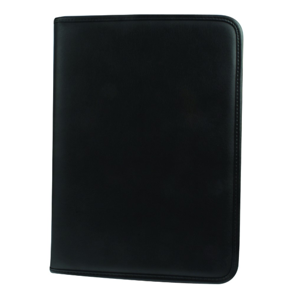 Monolith Leather Look Zipped Ring Binder A4 Black 2926