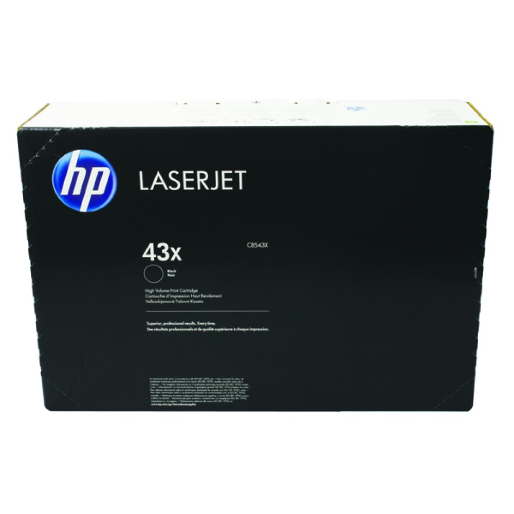 HP 43X Black LaserJet High Yield Toner Cartridge C8543X