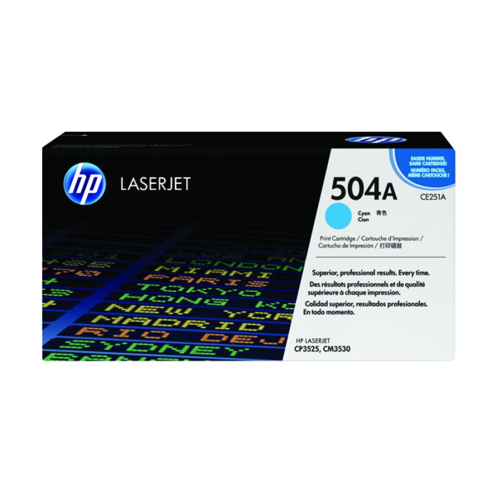 HP 504A Cyan LaserJet Toner Cartridge CE251A