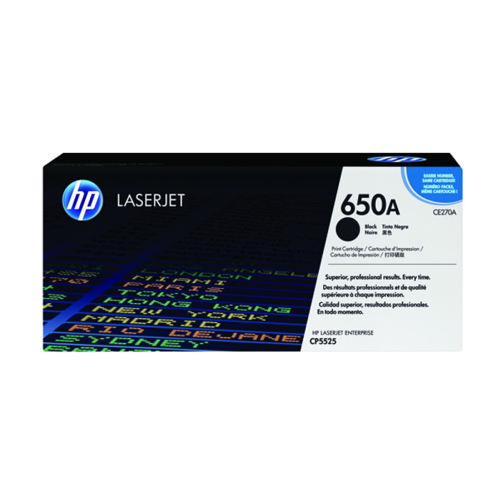 HP 650A Black LaserJet Toner Cartridge CE270A