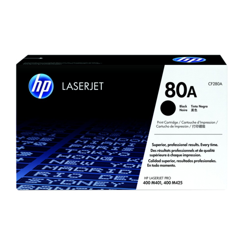 HP 80A Black LaserJet Toner Cartridge CF280A