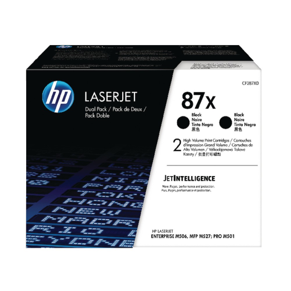 HP 87X High Yield Black LaserJet Toner Cartridge (2 Pack) CF287XD