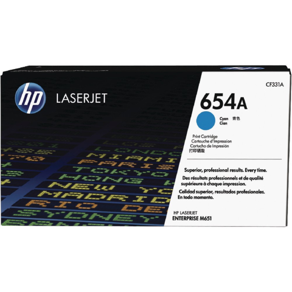 HP 654A Cyan LaserJet Toner Cartridge CF331A