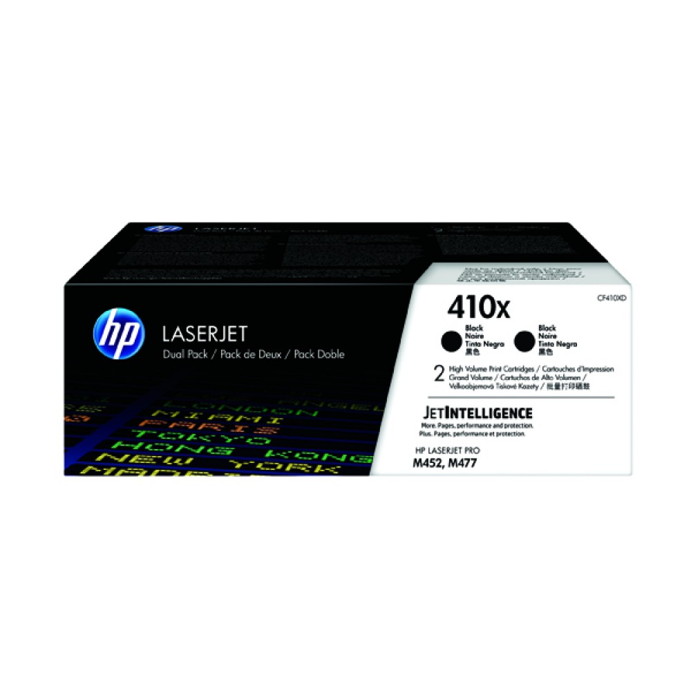 HP 410X High Yield Black LaserJet Toner Cartridge (2 Pack) CF410XD