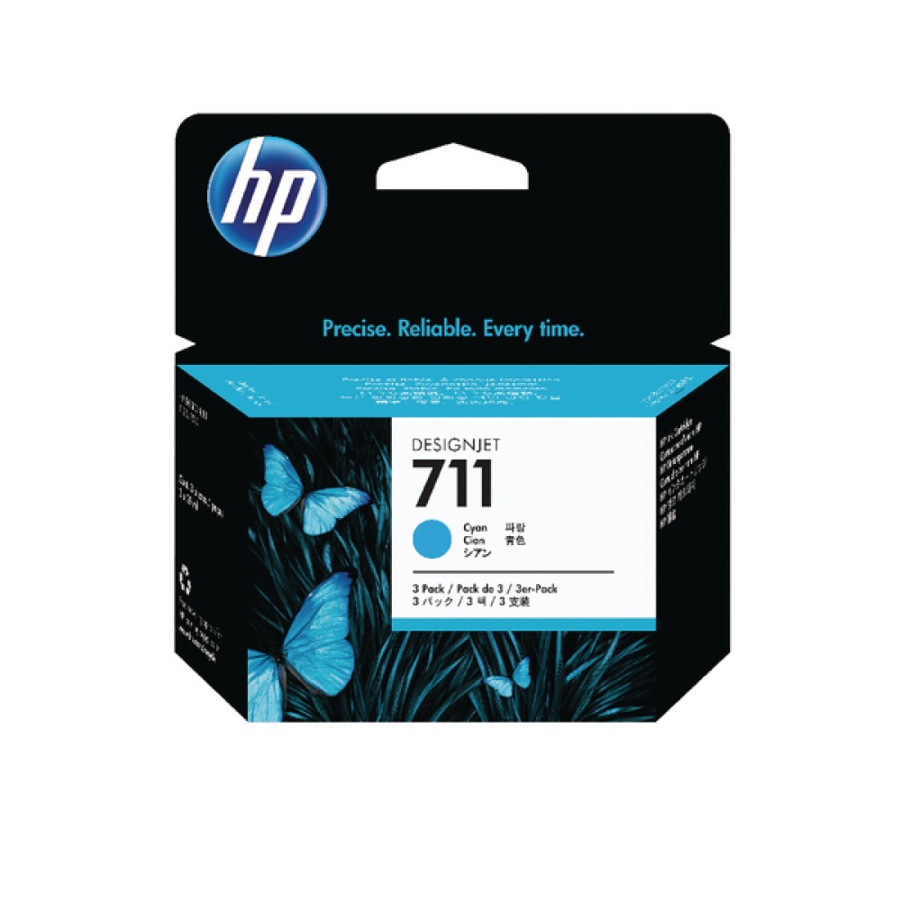 HP 711 Cyan Inkjet Cartridge Tri-Pack CZ134A