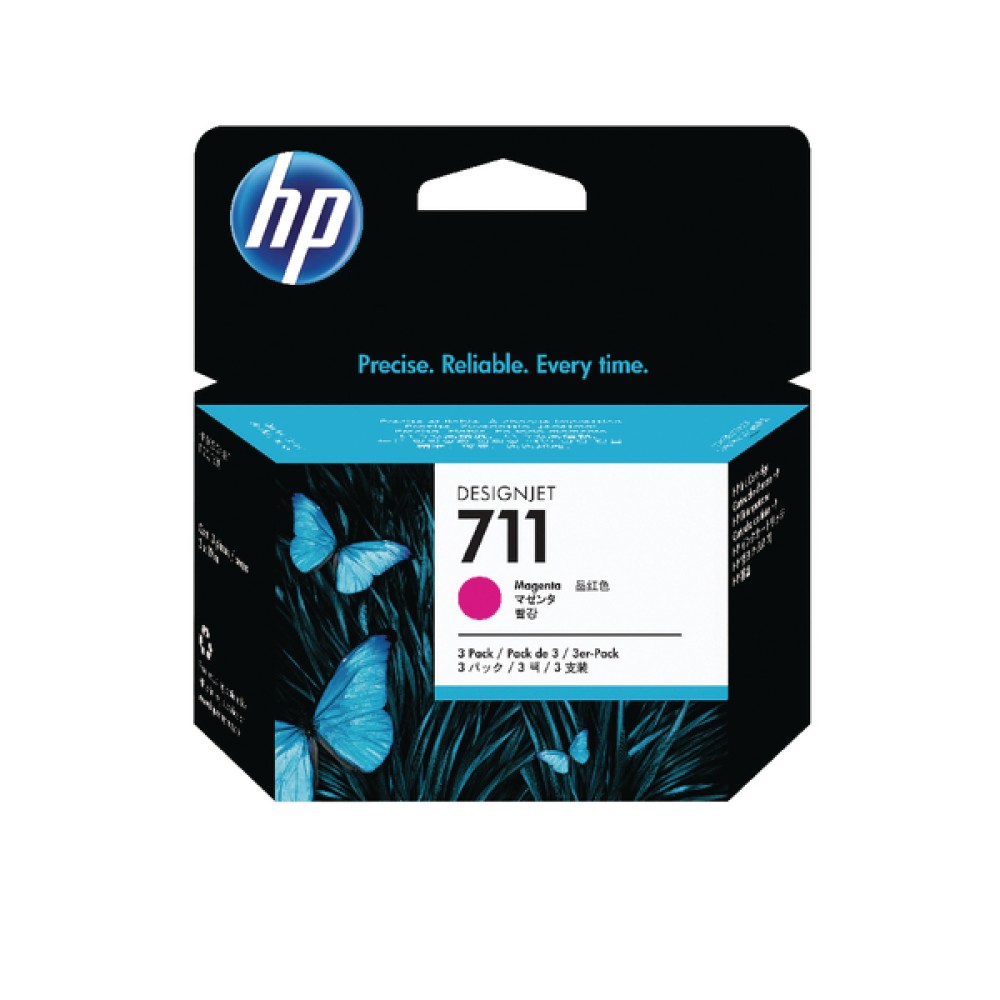 HP 711 Magenta Inkjet Cartridge (3 Pack) CZ135A