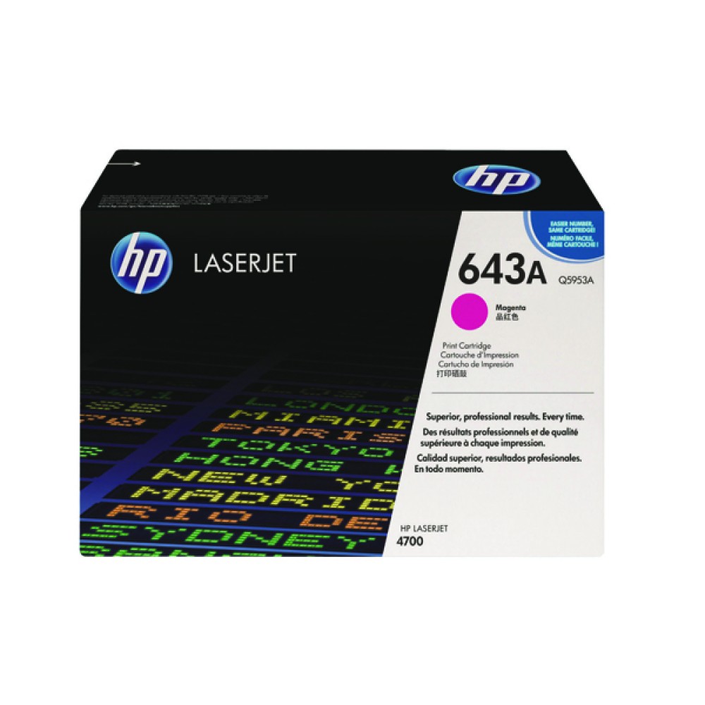 HP 643A Magenta Laserjet Toner Cartridge Q5953A