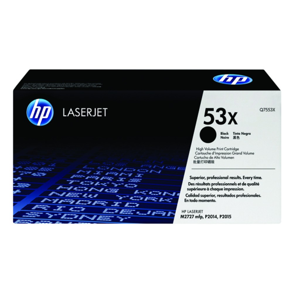 HP 53X Black High Yield Original LaserJet Toner Cartridge Q7553X