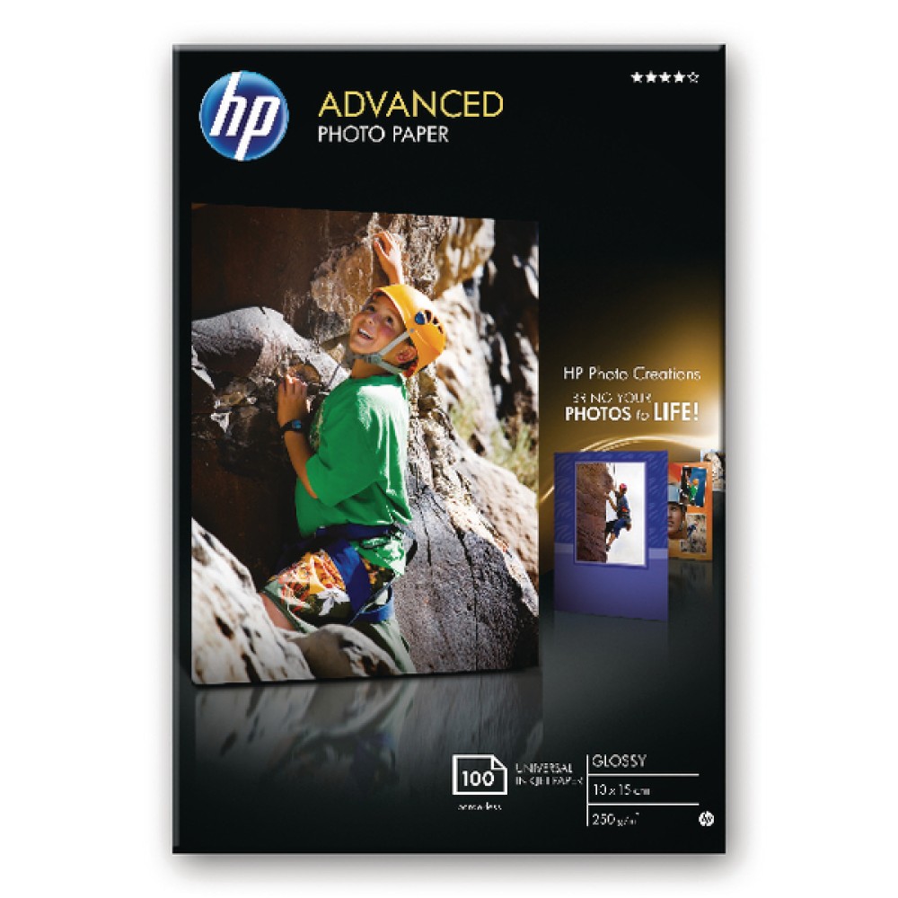 HP White 10x15 Advanced Glossy Photo Paper250gsm (100 Pack) Q8692A