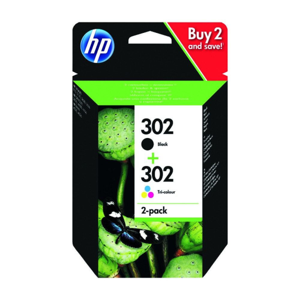 HP 302 Black and Colour Ink Cartridge Combo (2 Pack) X4D37AE