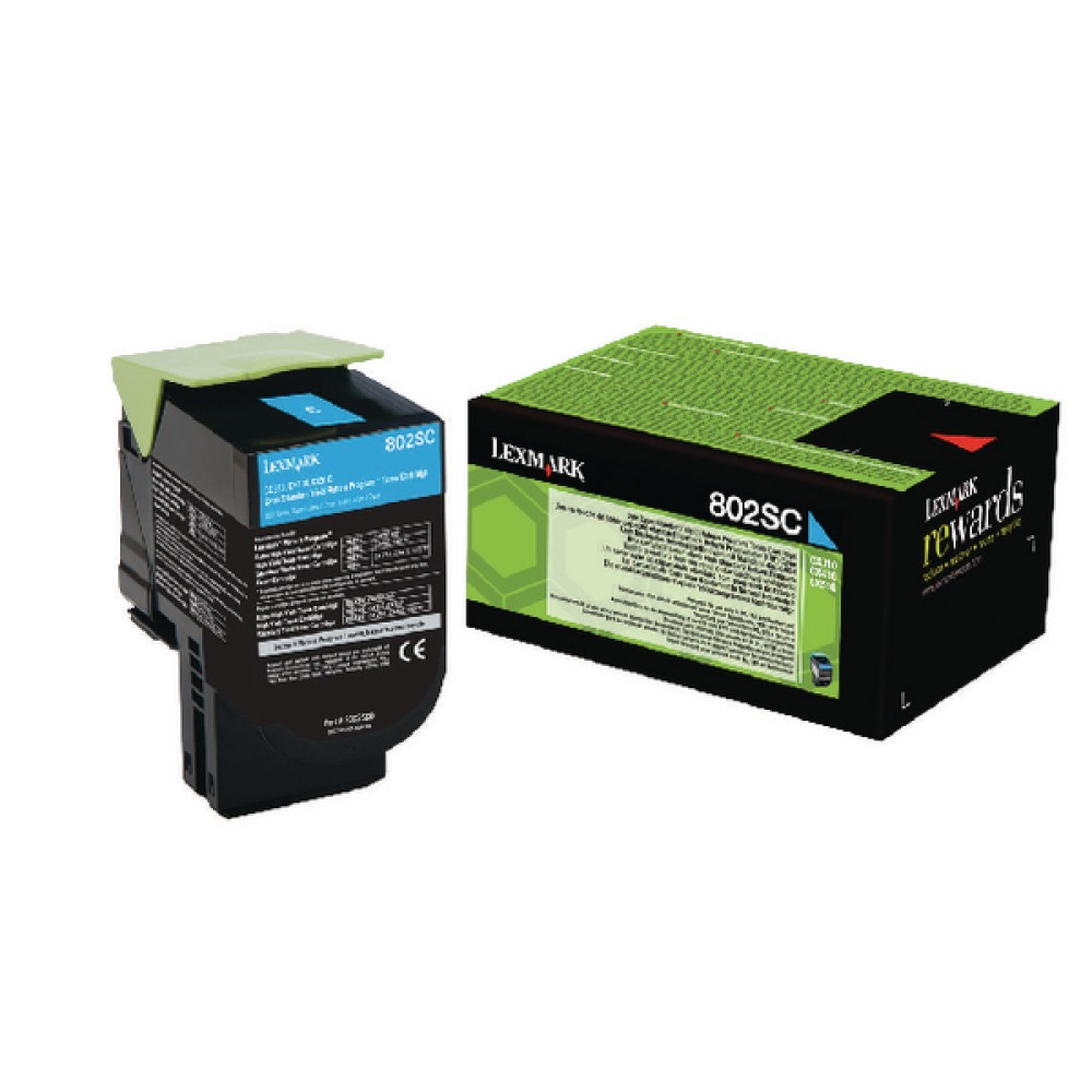 Lexmark 802SC Cyan Toner Cartridge 80C2SC0