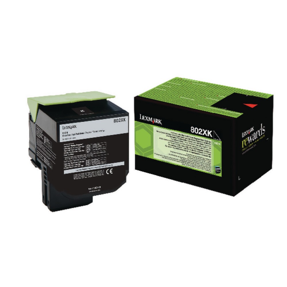 Lexmark 802XK Black Toner Cartridge Extra High Yield 80C2XK0