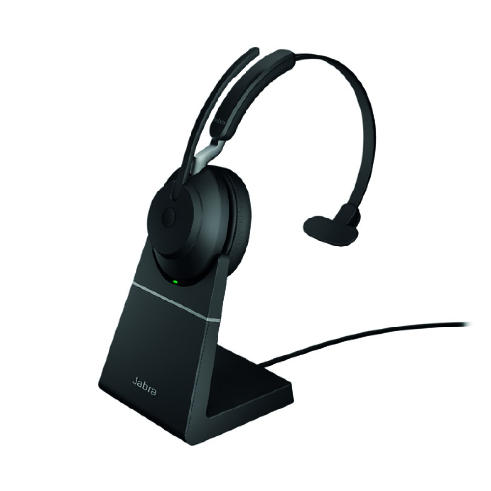 Jabra Evolve2 65 Link380A UC Mono Headset with Charging Stand Black 26599-889-989