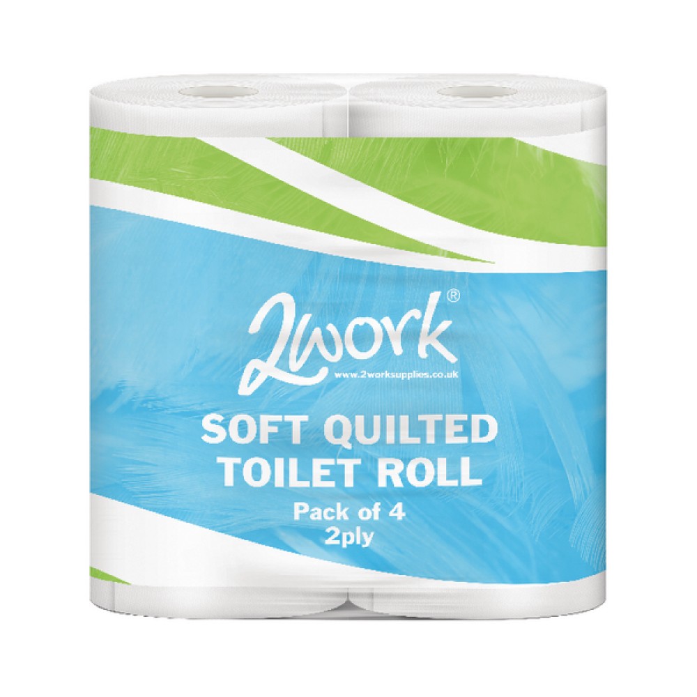 2Work Luxury 2-Ply Quilted Toilet Roll 200 Sheets (40 Pack) DQ4Pk