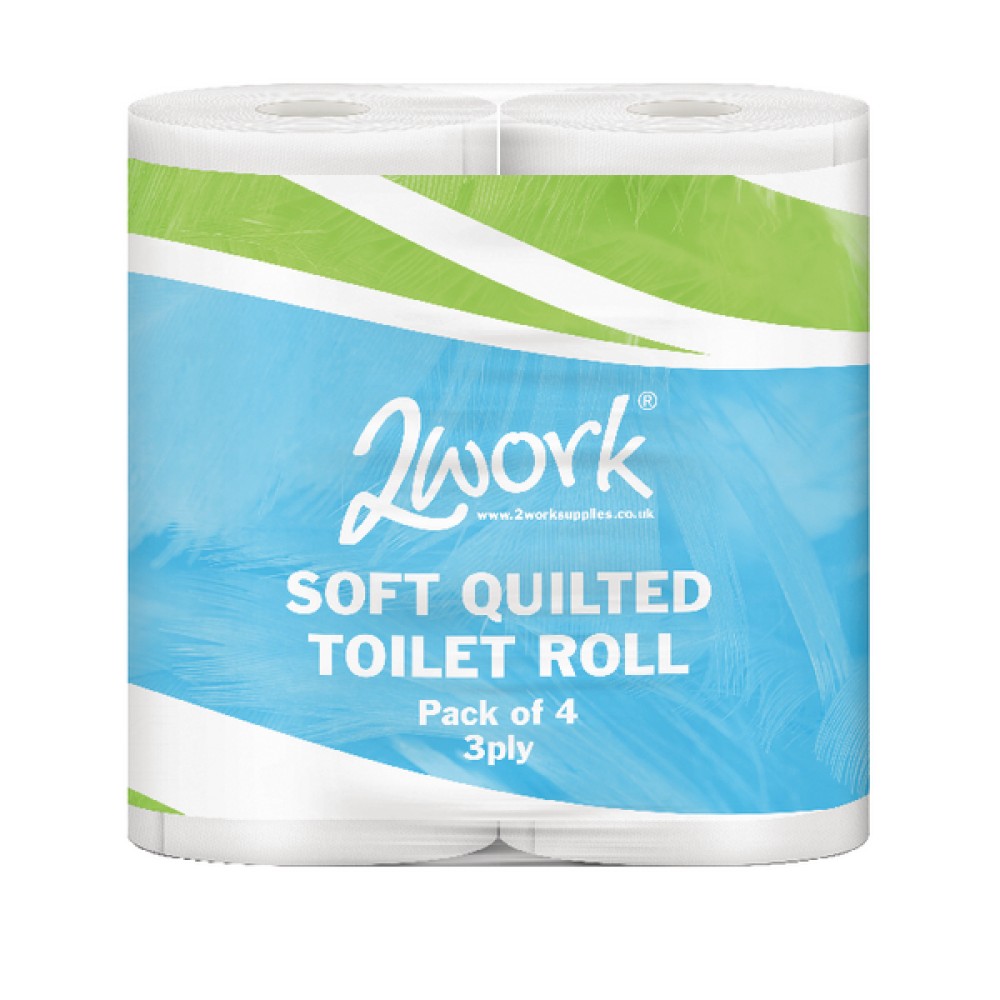 2Work Luxury 3-Ply Quilted Toilet Roll 170 Sheets (40 Pack) TQ4Pk
