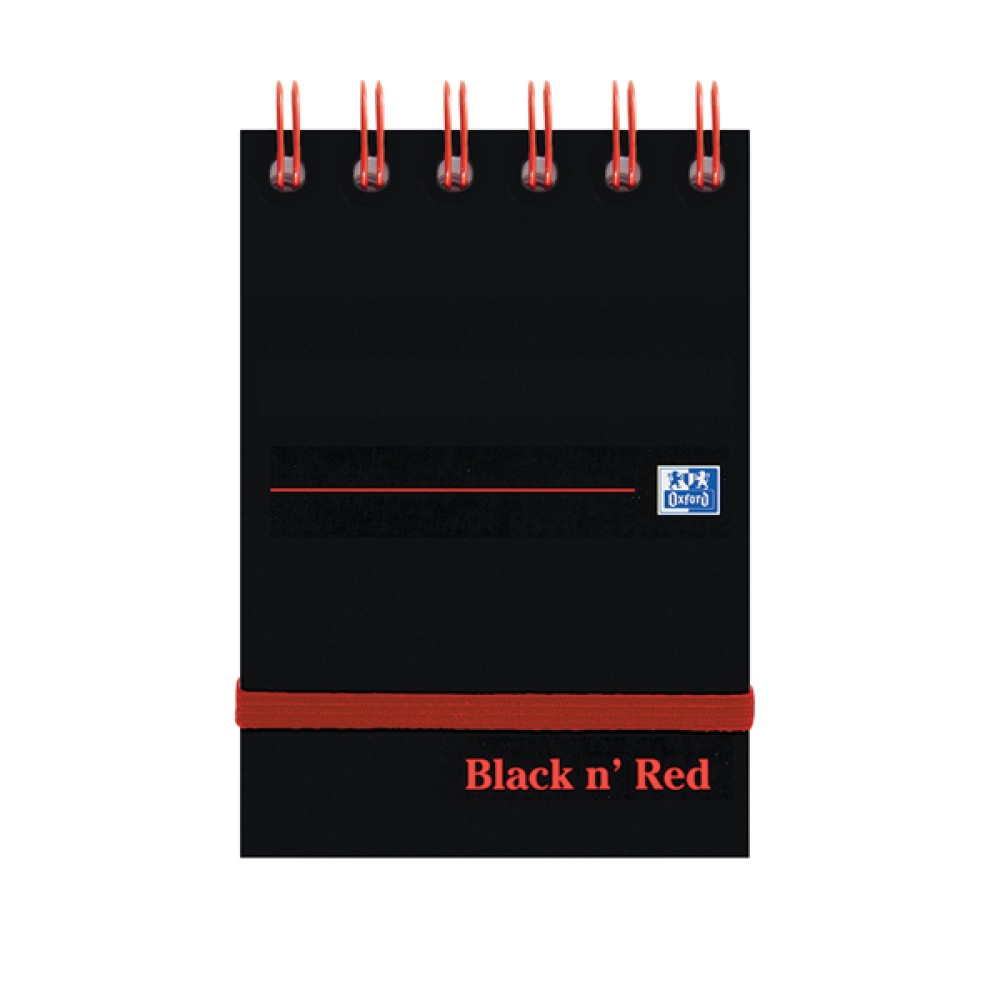 Black n\' Red Ruled Elasticated Wirebound Notebook 140 Pages A7 (5 Pack) 400050435