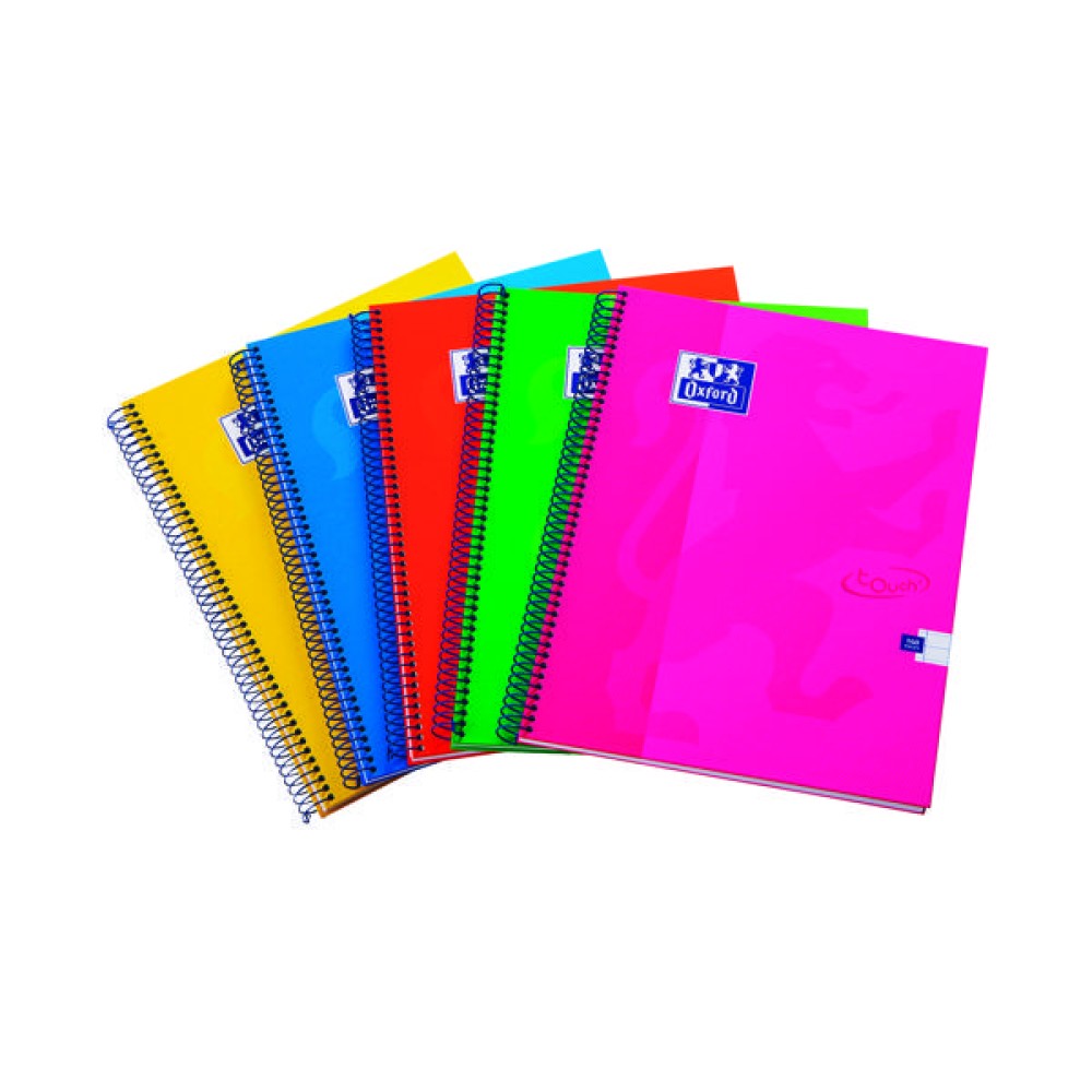 Oxford Touch Wirebound Hardback Notebook A4 Assorted (5 Pack) 400109986