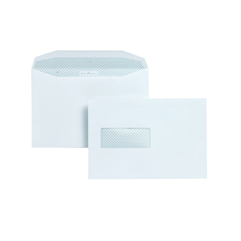 Postmaster Envelope 162x238mm High Window Gummed 90gsm White (500 Pack) A29984