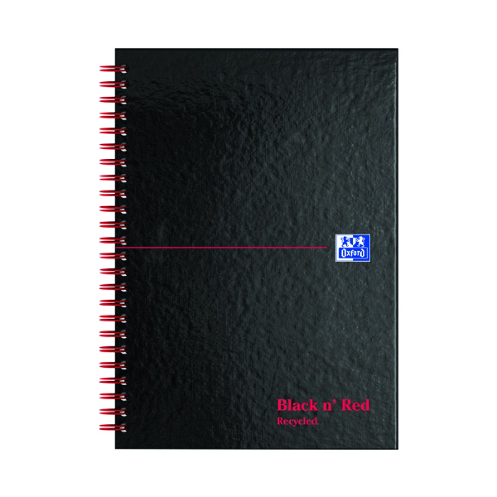 Black n\' Red Recycled Ruled Wirebound Hardback Notebook A5 (5 Pack) 846350962