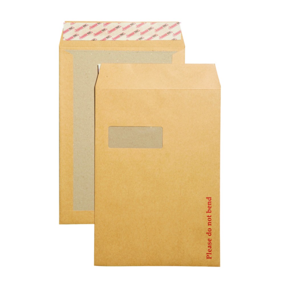 New Guardian C4 Envelopes Window Board Back Peel and Seal 130gsm Manilla (125 Pack) B26526