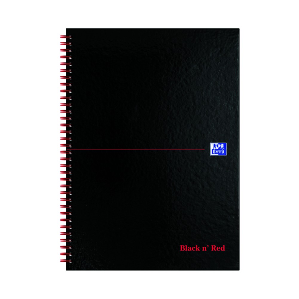 Black n\' Red Ruled Perforated Wirebound Hardback Notebook A4 (5 Pack) 100102248