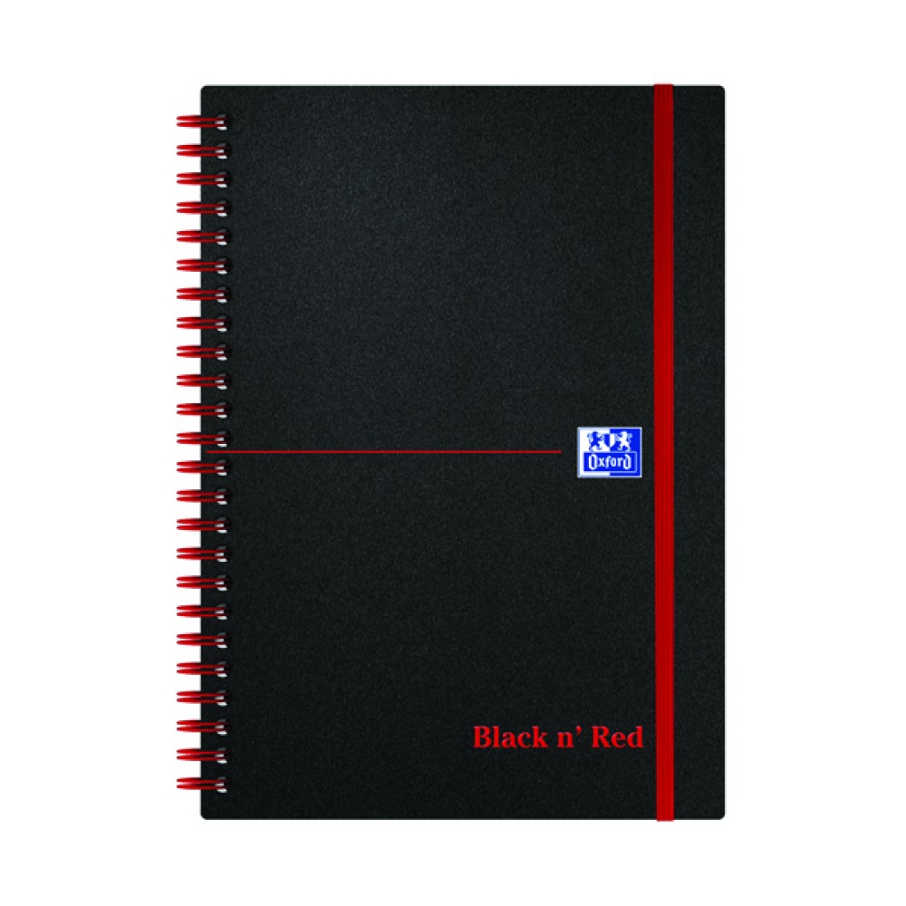 Black n\' Red Ruled Polypropylene Wirebound Notebook 140 Pages A5 (5 Pack) 846350109