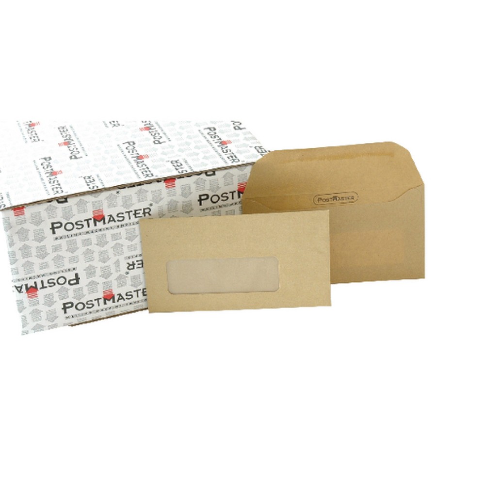 Postmaster DL Envelope 114x235mm Window Gummed 80gsm Manilla 500 Pack) D29152