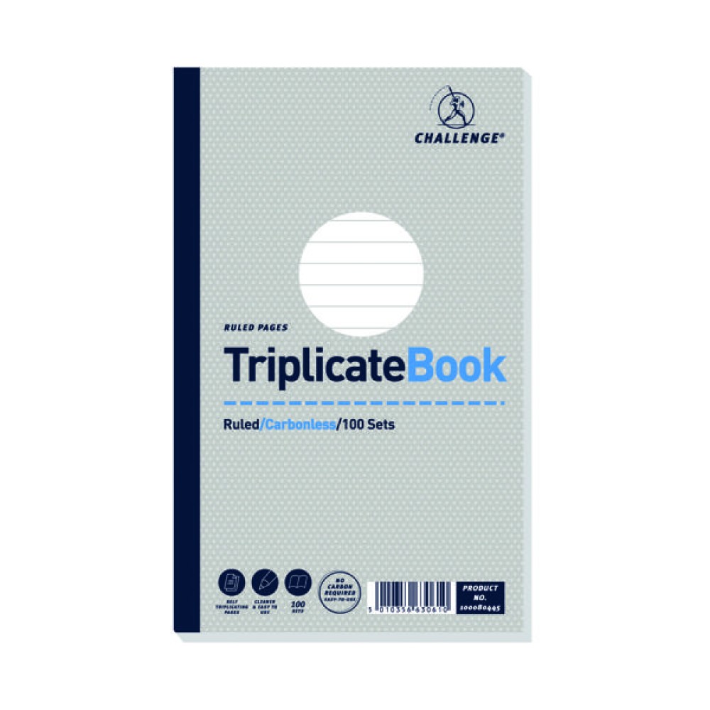 Challenge Carbonless Triplicate Book 100 Sets 210x130mm (5 Pack) 100080445