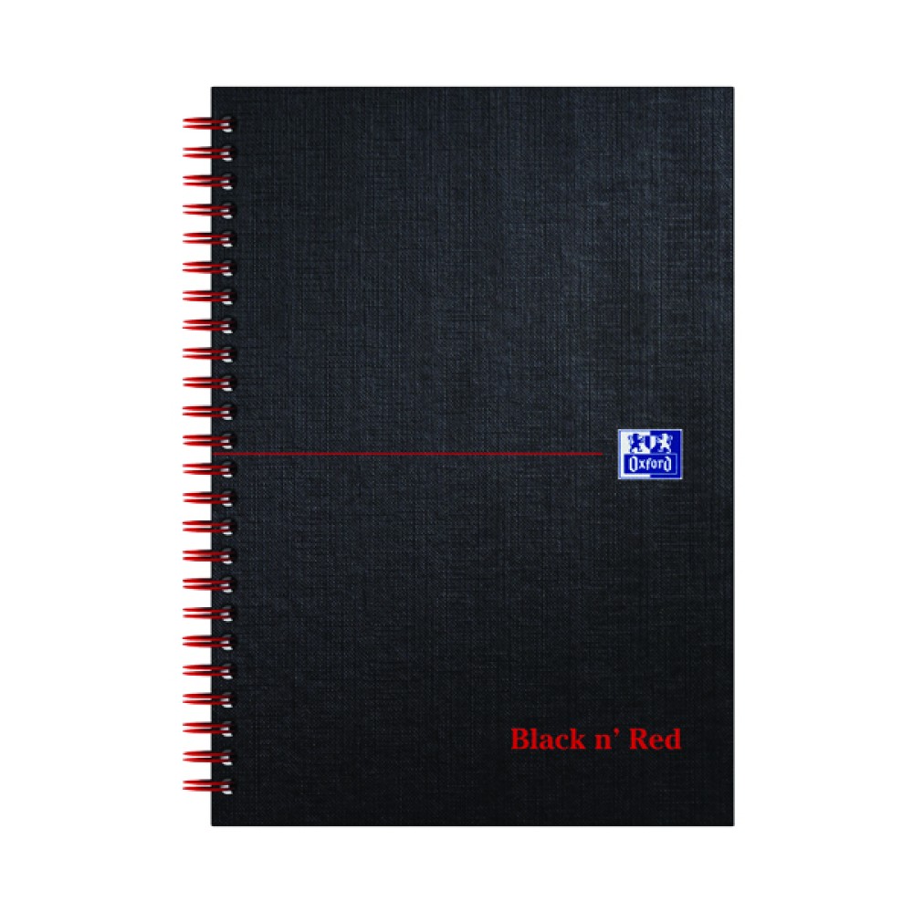 Black n\' Red Ruled Wirebound Hardback Notebook 140 Pages A5 (5 Pack) 846354906