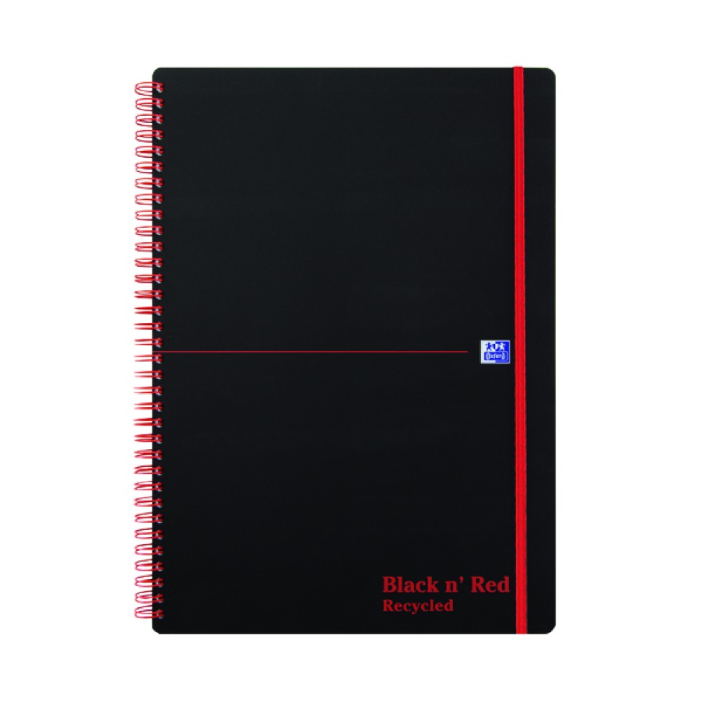 Black n\' Red Recycled Polypropylene Wirebound Notebook 140 Pages A4 (5 Pack) 846350973