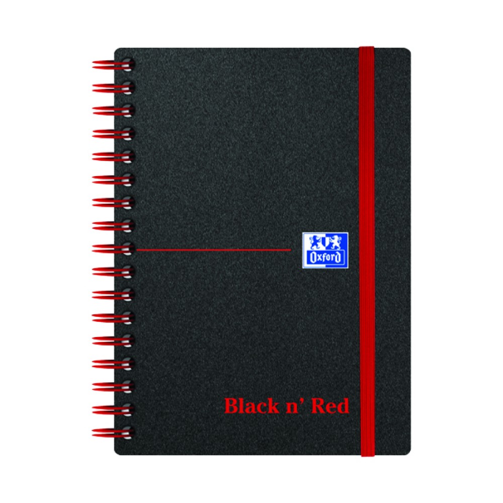 Black n\' Red Ruled Polypropylene Wirebound Notebook 140 Pages A6 (5 Pack) 100080476