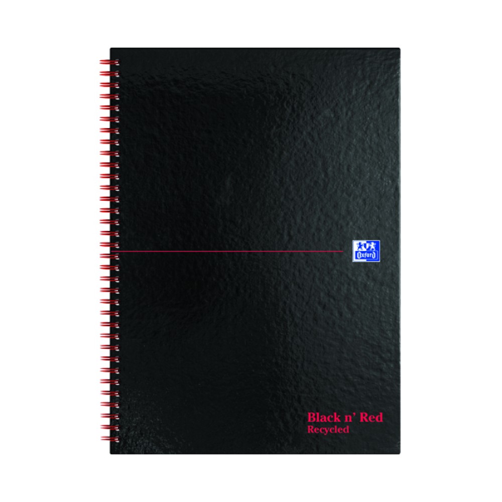 Black n\' Red Recycled Ruled Wirebound Hardback Notebook A4 (5 Pack) 846350972