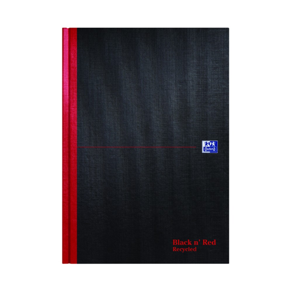 Black n\' Red Recycled Casebound Hardback Notebook 192 Pages A4 (5 Pack) 100080530