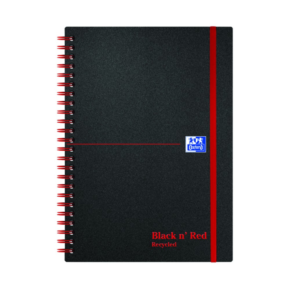 Black n\' Red Recycled Wirebound Polypropylene Notebook 140 Pages A5 (5 Pack) 846350963