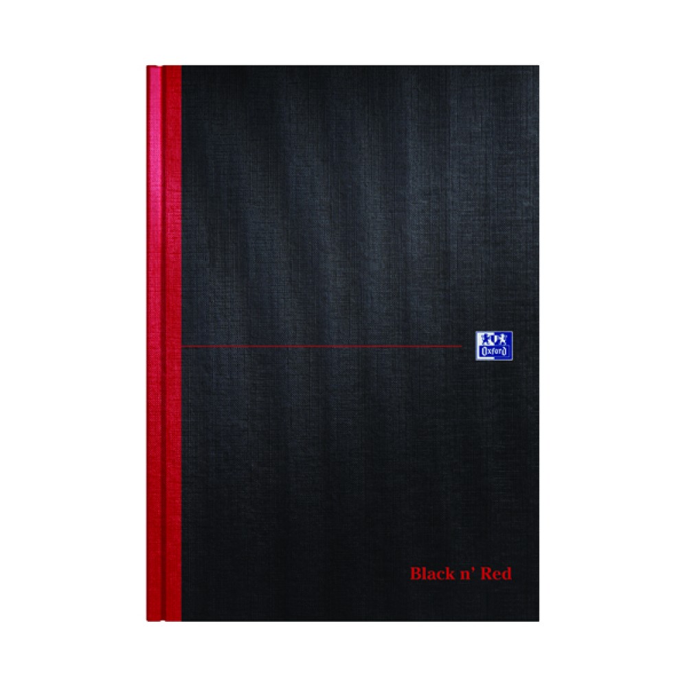 Black n\' Red A4 Casebound Hardback Single Cash Book 192 Pages (5 Pack) 100080537