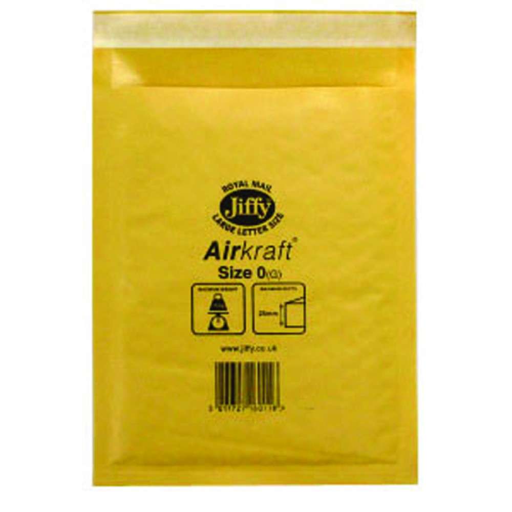 Jiffy AirKraft Bag Size 0 140x195mm Gold GO-0 (10 Pack) MMUL04602
