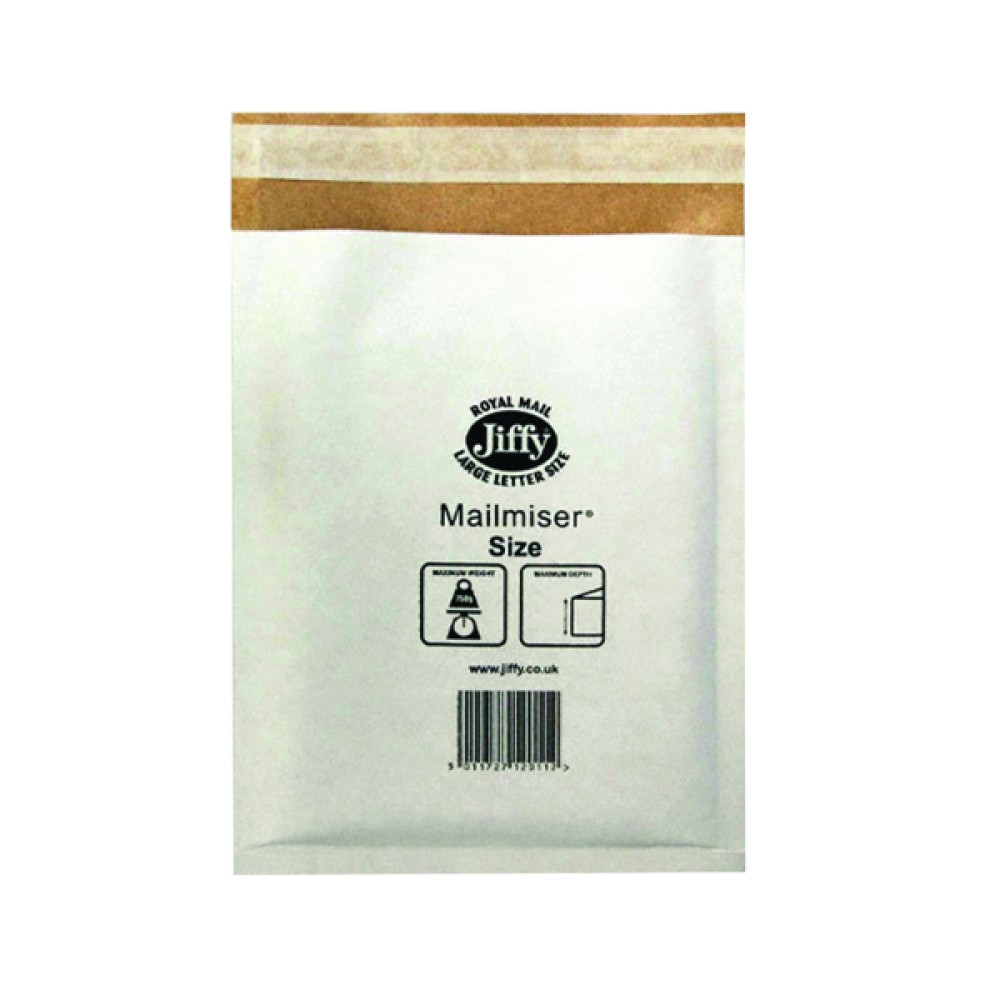 Jiffy Mailmiser Size 1 170x245mm White MM-1 (100 Pack) JMM-WH-1
