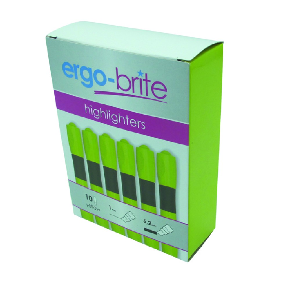 Ergo-Brite Ergonomic Highlighter Pen Yellow (10 Pack) JN69979