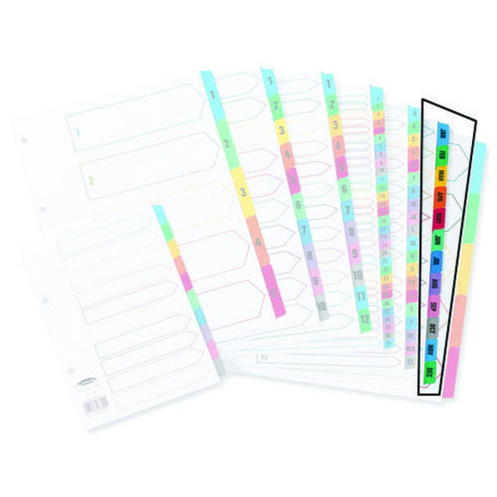 Concord Index A4 January-December White With Multicolour Tabs 02401/CS24